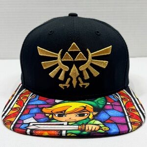 Legend of Zelda Wind Waker Embroidered Stained Glass Brim Black Snapback